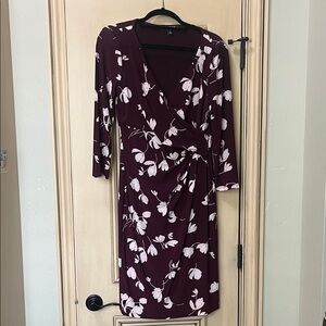 Lauren Ralph Lauren Burgundy Floral Long Sleeve Dress